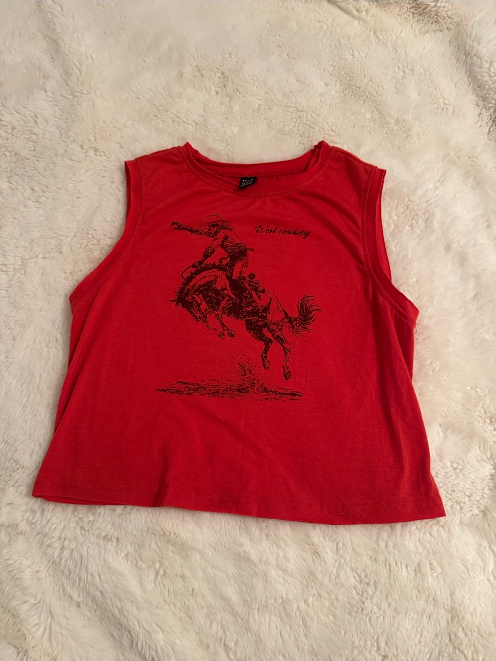 SHEIN Red Western Graphic Tank Top